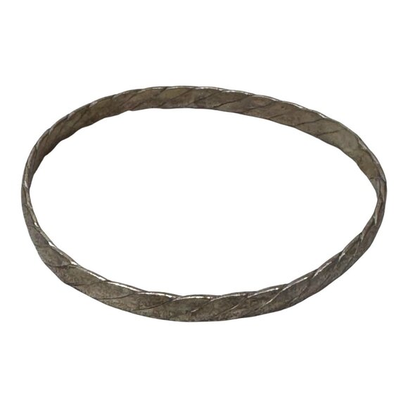 Vintage Sterling Silver Twisted Rope Bangle Bracelet Hallmarked Minimalist 7" - Picture 3 of 5